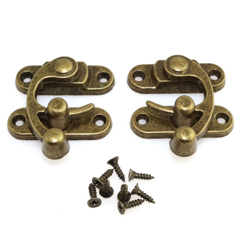 RuiLing 1 Pair Bronze Mini Swing Arm Clasp Latch Vintage Style Left Right Toggle Hasp Hook Metal Catch Curved Buckle for Suitcase Jewelry Box Toolbox 33x28mm - Image 1